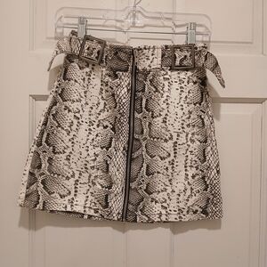 Topshop Black and White Snake Print Mini Skirt